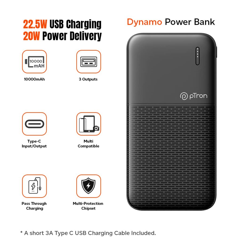 PTron Dynamo 10000mAh 22.5W Power Bank