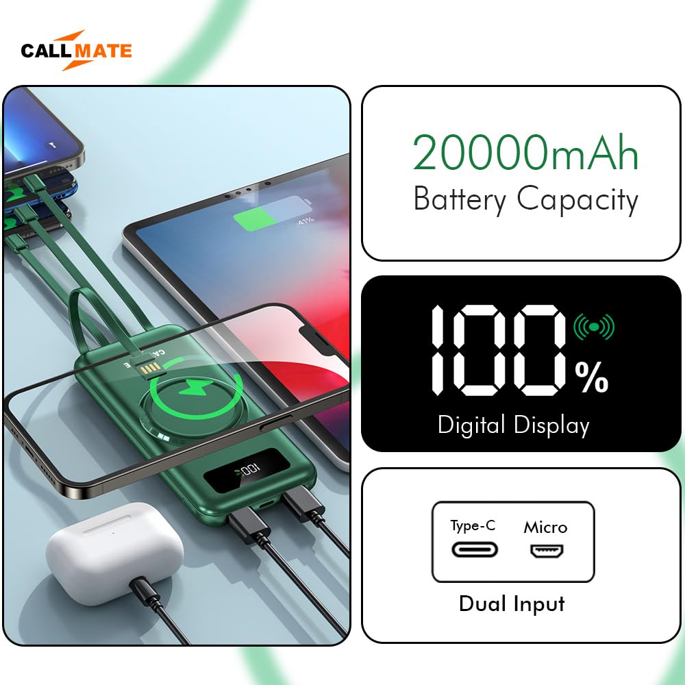 CALLMATE का Wireless 20000 mAh Lithium Polymer Digital Display Power Bank W-006